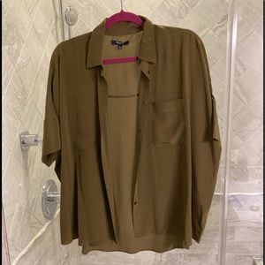 Madewell Courier Silk Shirt Cargo Green Large